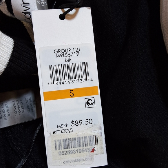 NWT CALVIN KLEIN CONTRAST TRIM Black and White Women's CARDIGAN - Picture 10 of 10